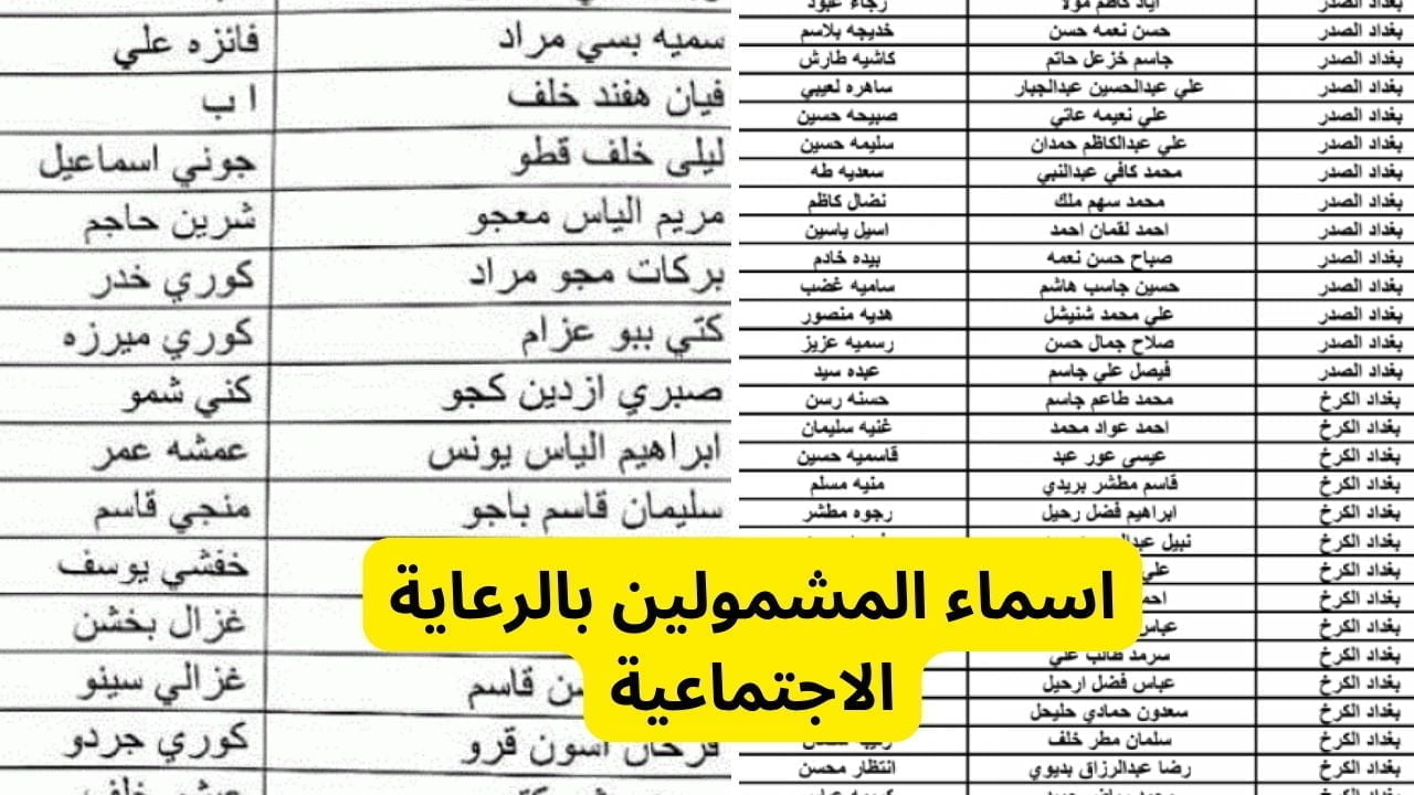 استعلم عن اسمك حالًا .. من ضمن كشف اسماء المشمولين بالرعاية الاجتماعية العراق 2024